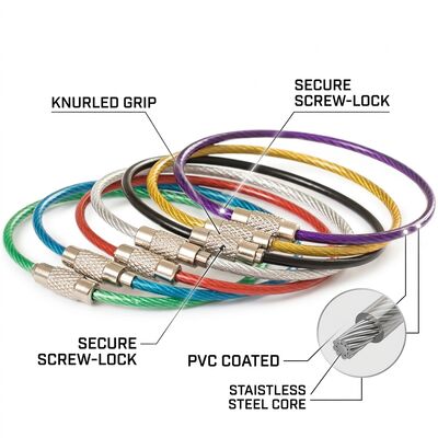 Large 30cm Cable Loop Key Ring 2mm Wire Rope Hanging Warning Sign Board Outdoor