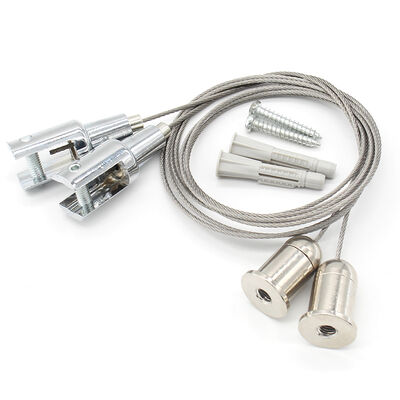 Wire Rope Cable Gripper Suspension System Hanging Display Kit for Acrylic,Glass,PVC,Glass Panel,Wood