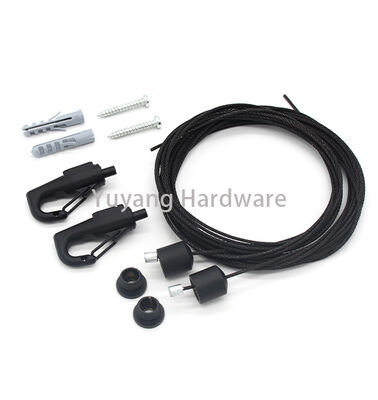 High End Customized Brass Black Coated Ceiling Hanging Wire Fixing Hook Cable Suspension Kit for Hanging System Easy