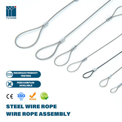 Galvanized Steel Wire Rope with Loop End Cable Steel Wire Rope Assembly PVC Coated Wire Rope with Loops