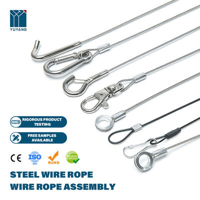 Wire Rope Assembly With Metal Eyelet Terminals Steel Cable with Hook Loop Splice Custom Steel Wire Rope Fittings
