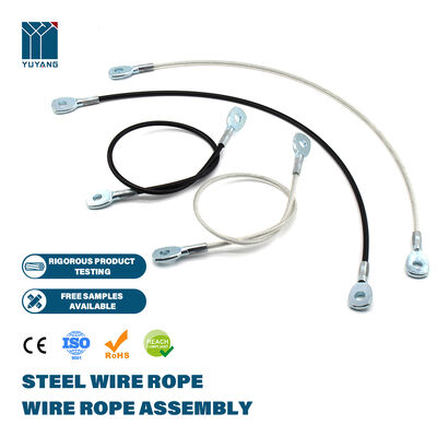 High Strength PVC Coated Galvanized Steel Wire Rope Sling Steel Cable with Loops Wire Rope Assembly