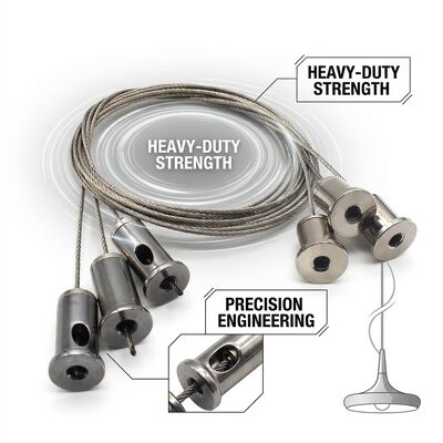 Linear Light Hanging Kit 1.5m Steel Cable Suspension Set Ceiling Canopy for LED Linear Batten Pendant Lights