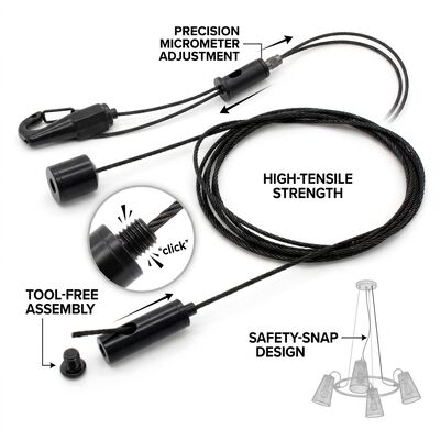 Chandelier Suspension Cable Gripper Kit 180kg Alloy Steel Anti-Tilt Leveling Decorative Ceiling Hanging Set