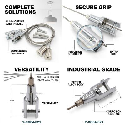 Retail Display Cable Gripper Suspension Kit 90kg Alloy Steel Quick-Lock Shop Shelving Signage Hanging Set
