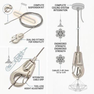 Kit de agarrador de cabo de suspensão de dutos HVAC 120kg Acero galvanizado Vibração resistente a ventilação