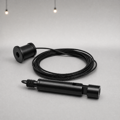 Black Vibration Absorbing Cable Suspension Kit with Damping Spring & Stainless Steel Wire Rope Gripper for LED Panel Light