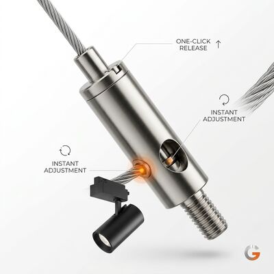 Nickel Plated Adjustable Suspension Cable Gripper Steel Wire Rope Ceiling Mount for Track Light Chandelier Installation