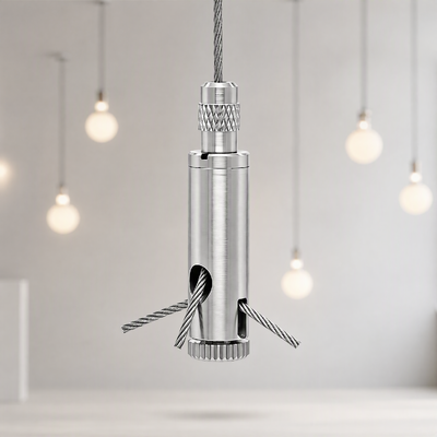 Suspension Cable Gripper M5 Chrome Plated Brass Multi Entry Pendant Light Clamp
