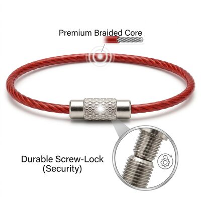 Wire Rope Key Ring Loop 1.0mm Stainless Cable Tag for Plush Doll Toy Pendant 12cm