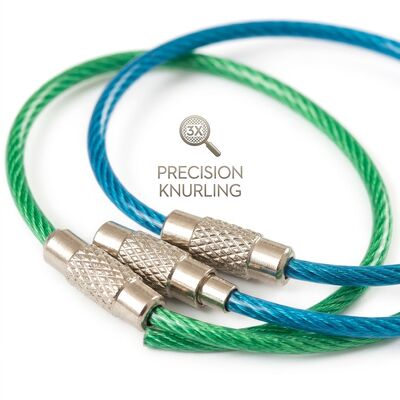 PVC Coated Cable Loop Key Ring 1.5mm Wire Rope Custom Length 10cm 30cm Keychain