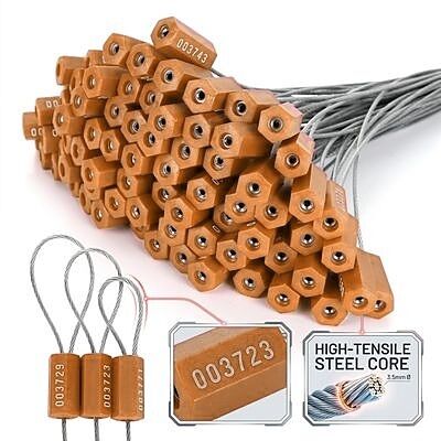 SS-015-1000 Plastic Coated Color Coded Cable Security Seal 1000mm QR Code Traceable Cold Chain Container Lock