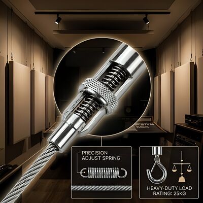 1.5mm Steel Wire Rope Acoustic Panel Hanging Kit 1.5 Meter Chrome Gripper for Recording Studio Wall Panels