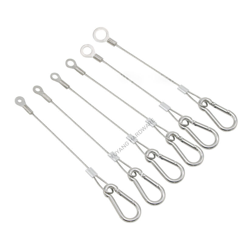 Wire Loop Eyelets Stainless Steel Cable Loop with Carabiner Wire Rope Assembly