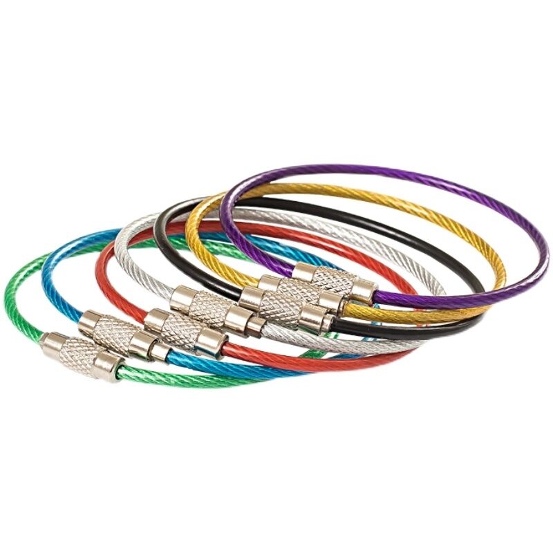 Custom PVC Coated Stainless Steel Wire Rope Key Rings