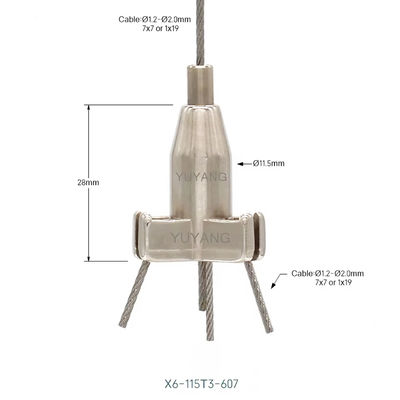 1 Into 3 Wire Rope Gripper Rust Resistance Cross Cable Grippers Customization For Hanging System