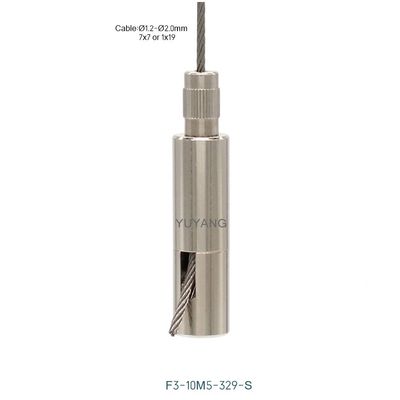 M5 Internal Griplock Cable Gripper 10mm Diameter With Straight Knurled Safety Nut F3-329-S