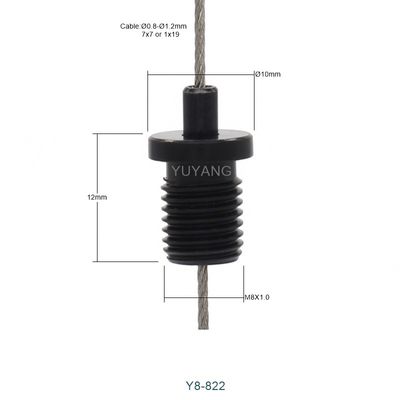 M8 Thread Black Coated Suspension Cable Gripper Push Button Adjustment For Pendant Lights
