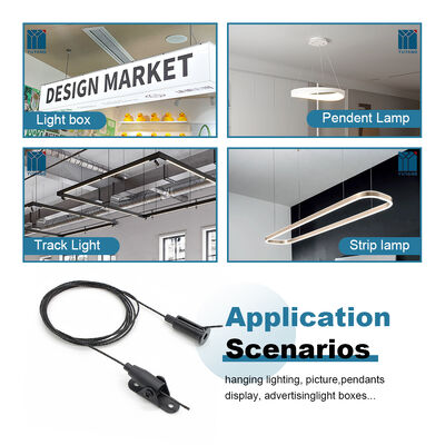 High-End Matte Black Steel Wire Hanging Kit Lighting Adjustable Cable Gripper Ceiling Cable Suspension Kit