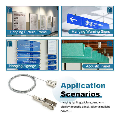 Ceiling Cable Suspension Kit for Sign, Acoustical System Custom Size Adjustable Steel Wire Hanging Cable Kit