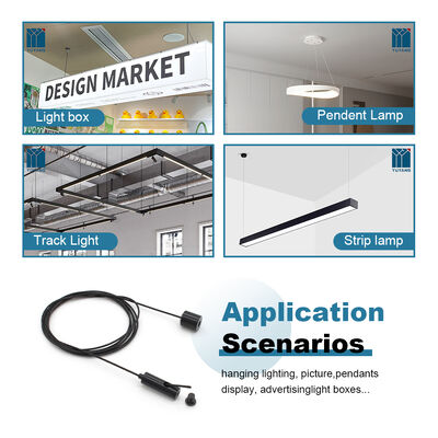 Black Hanging Wire Kits Cable Gripper Lights Hanging Fixture Cable Lighting Black Steel Cable Suspension Kit