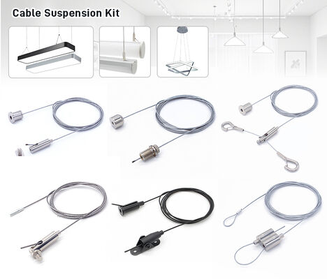 Black Steel Wire Cable Gripper Adjustable Lights Hanging Kit 1.5mm Heavy Duty Cable Suspension Kit