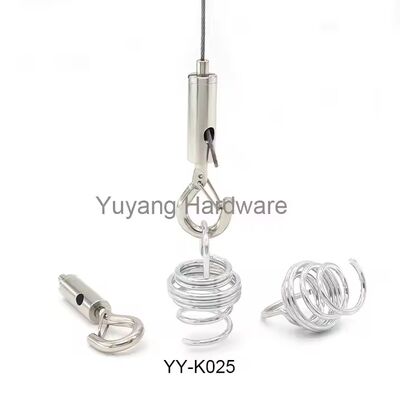 Factory Price Adjustable Spring Cable Gripper Kit Stainless Steel Iron Art Hanging Kit with Ceiling Hook for Cable Management