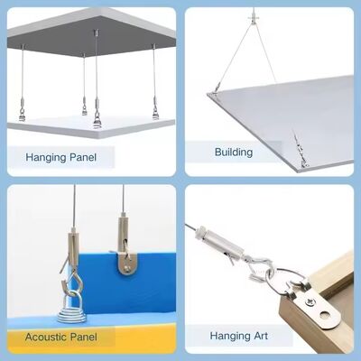 Factory Price Adjustable Spring Cable Gripper Kit Stainless Steel Iron Art Hanging Kit with Ceiling Hook for Cable Management