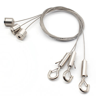 Cable Suspension System Adjustable Brass Hook Cable with Stainless Steel Wire Rope Clip Ceiling Hanging Kit