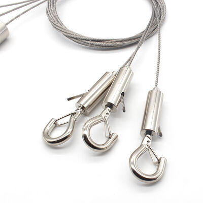 Cable Suspension System Adjustable Brass Hook Cable with Stainless Steel Wire Rope Clip Ceiling Hanging Kit
