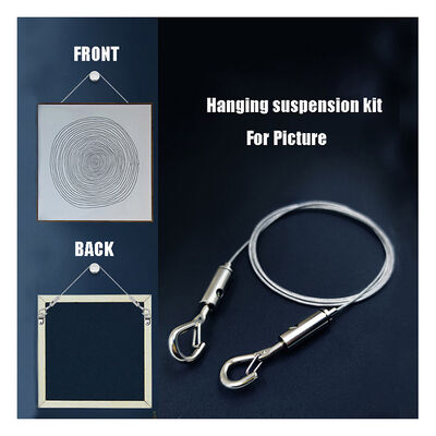 Wall Picture Wire Rope Suspension Kit with Adjustable Hooks for Heavy Duty Frame Picture Photo Mirror Hanging
