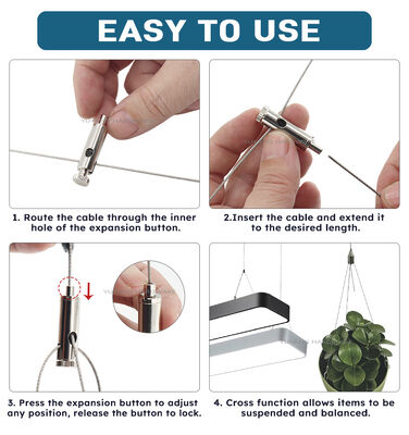 Y Type Cable Hanging Kit for LED Panel Light Galvanized/Stainless Steel Lighting Accessories with Metal Hooks