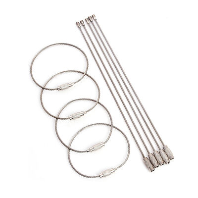 Customized colored Stainless Steel Cable Key Ring Loop Wire Holder Cable Loop Screw Lock Rope Wire Key Chains