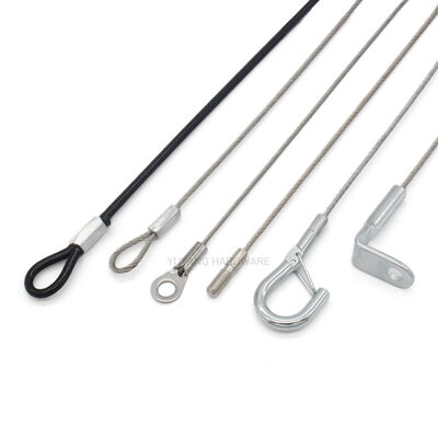 Loop Safety Rope Stainless Steel Galvanized Wire Rope Cable With Eyelet Stainless Clip Hook Carabiner and Loop End Safety Cable