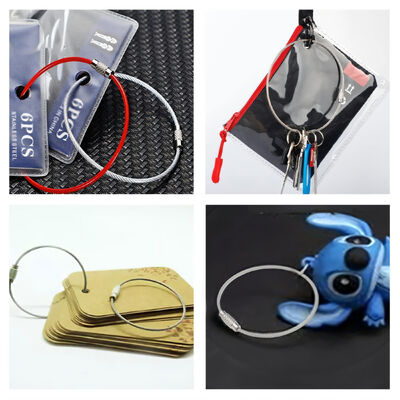 Stainless Steel Cable Key Ring Silver Gold Wire Loop Key Chains Safety Cable Hanging Luggage Tag Accessories AiSi Welding