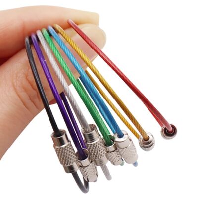 Custom Stainless Steel Wire Rope Ring with PVC Coated  Key Rings Luggage Tag Wire Loop