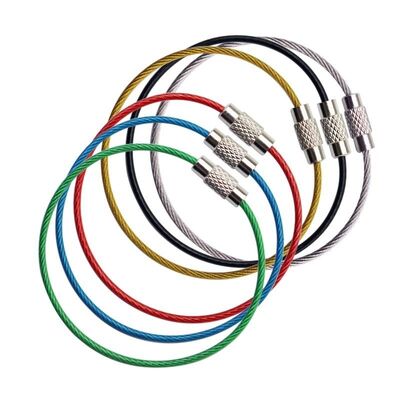 Custom Stainless Steel Wire Rope Ring with PVC Coated  Key Rings Luggage Tag Wire Loop