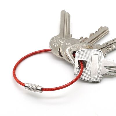 Custom Stainless Steel Wire Rope Ring with PVC Coated  Key Rings Luggage Tag Wire Loop