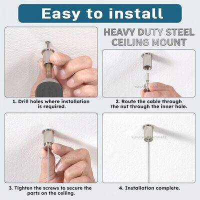 Adjustable Bottom Exit Cable Gripper Brass Loop for Signage Display Hanging System