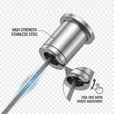 Aircraft Wire Rope Hanging Kit 1.5mm 304 Stainless Steel Cable Gripper System for Linear LED Lighting Suspension