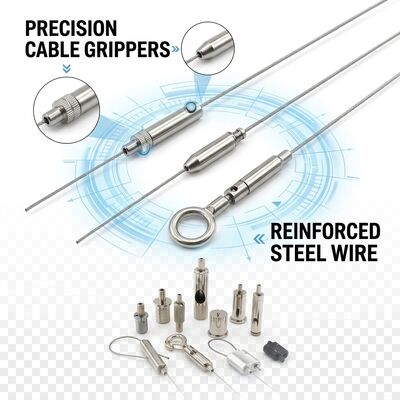 Stainless Steel Cable Looping Gripper 1.5mm Wire Rope Dual Loop Suspension Hanging Kit for Lighting HVAC Systems