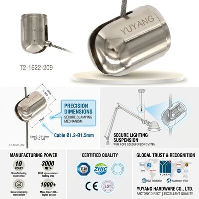 Self Locking Brass Wire Rope Clamp Clutch Brake Mechanism Adjustable 0.8-1.5mm Cable Gripper for Ceiling Sign Hanging