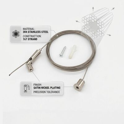 Universal Hanging Kit 2m Steel Cable Ceiling Canopy 2 Sets Adjustable Height Linear Track Panel Batten LED Lights