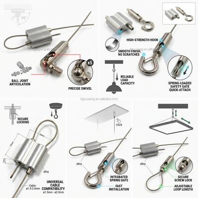 30*30mm Dual Loop Cable Gripper 7x7 Wire Rope 3.0mm Self Locking Looping Gripper LED Lighting Suspension Kit