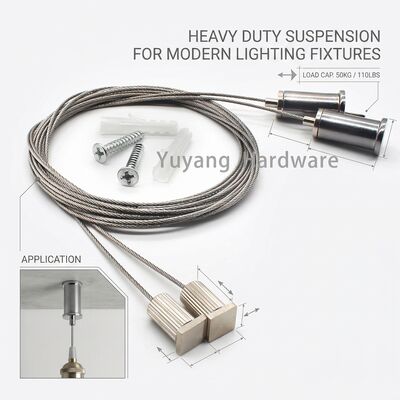 Linear Light Hanging Kit 1.5m Steel Cable Suspension Set Ceiling Canopy for LED Linear Batten Pendant Lights