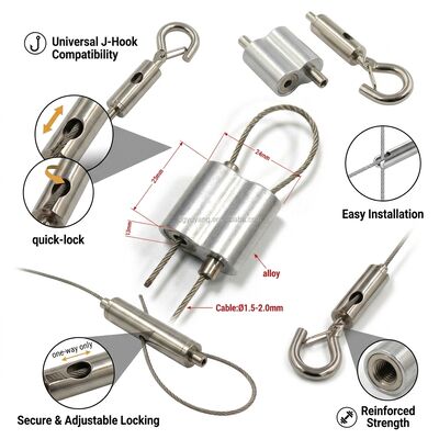 Adjustable HVAC Duct Hanging Kit Turnbuckle Tensioner Wire Rope Suspension Set Stainless Steel Cable