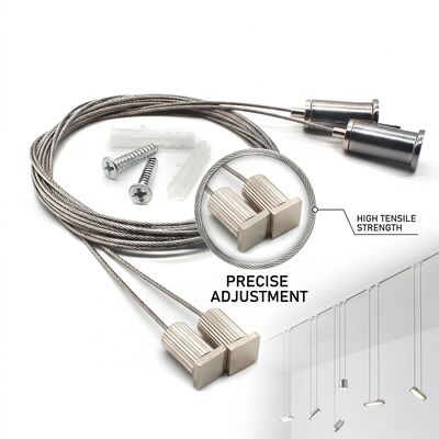 Linear Light Hanging Kit 1.5m Steel Cable Suspension Set Ceiling Canopy for LED Linear Batten Pendant Lights
