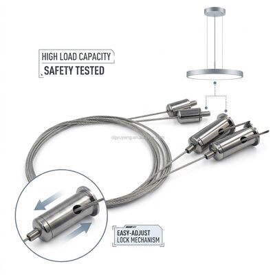 Adjustable Stainless Steel Suspension Cable Kit 2.0mm Wire Rope Gripper System for Chandelier Ceiling Light Fixtures