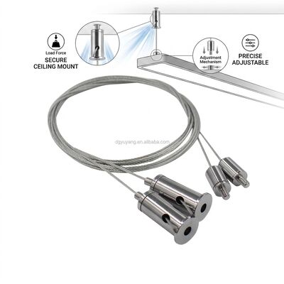 Adjustable Side Exit Cable Gripper 2mm Stainless Steel Cable M4 Thread for Pendant Lighting Suspension