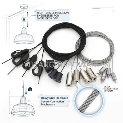 Heavy Duty Suspension Cable Gripper 150kg Steel Alloy Anti-Drop Lock Industrial Ceiling Hanging Kit Set
